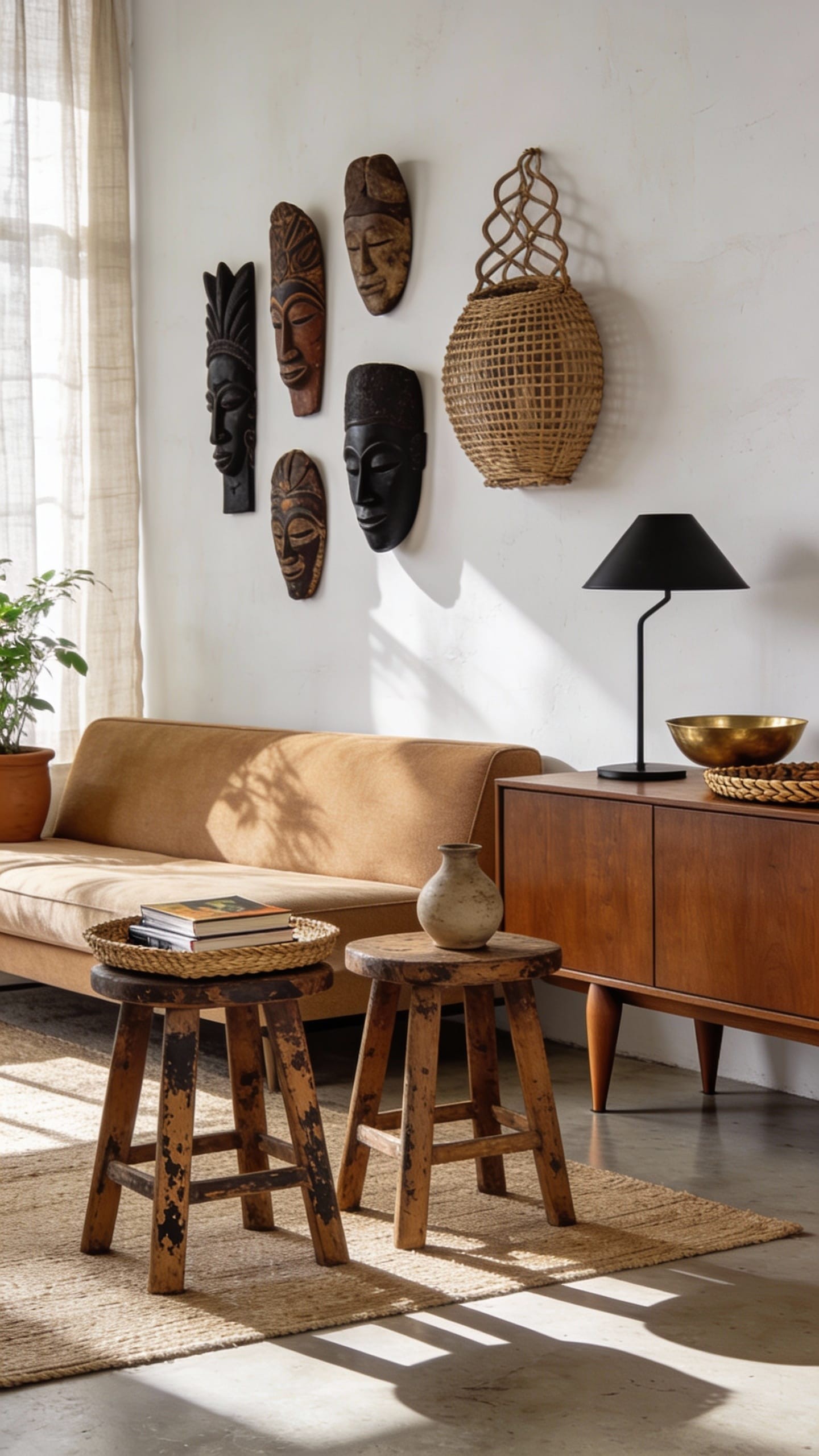 Layered, Patterned Rugs in Warm, Bold Tones