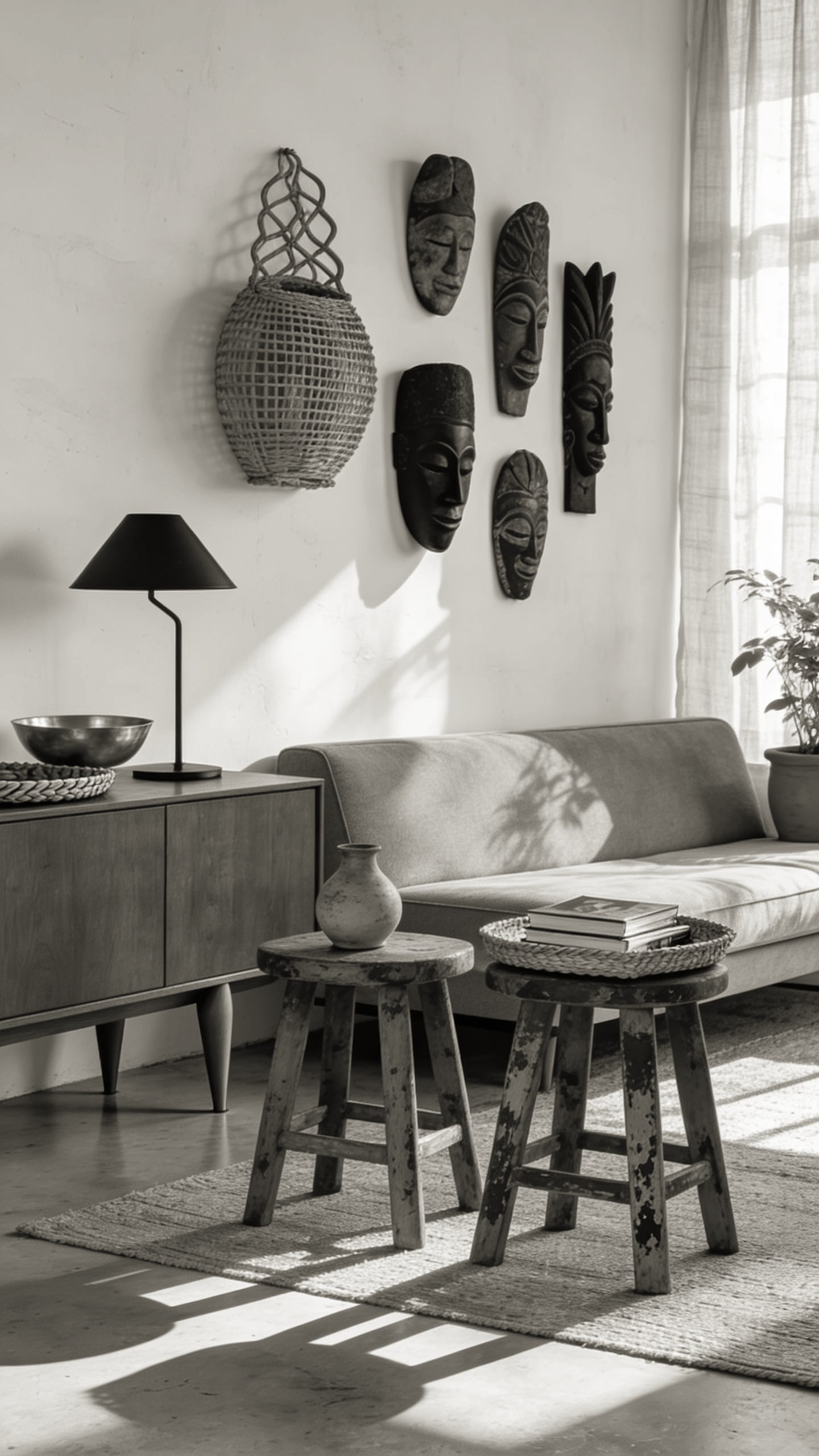 Carved Wooden Stools as Functional Decor Accents