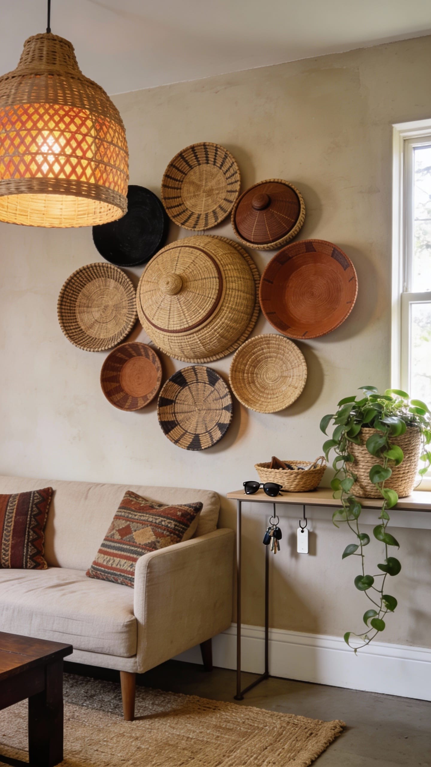 Warm Wood Tones Paired with Bold Jewel Accent Colors