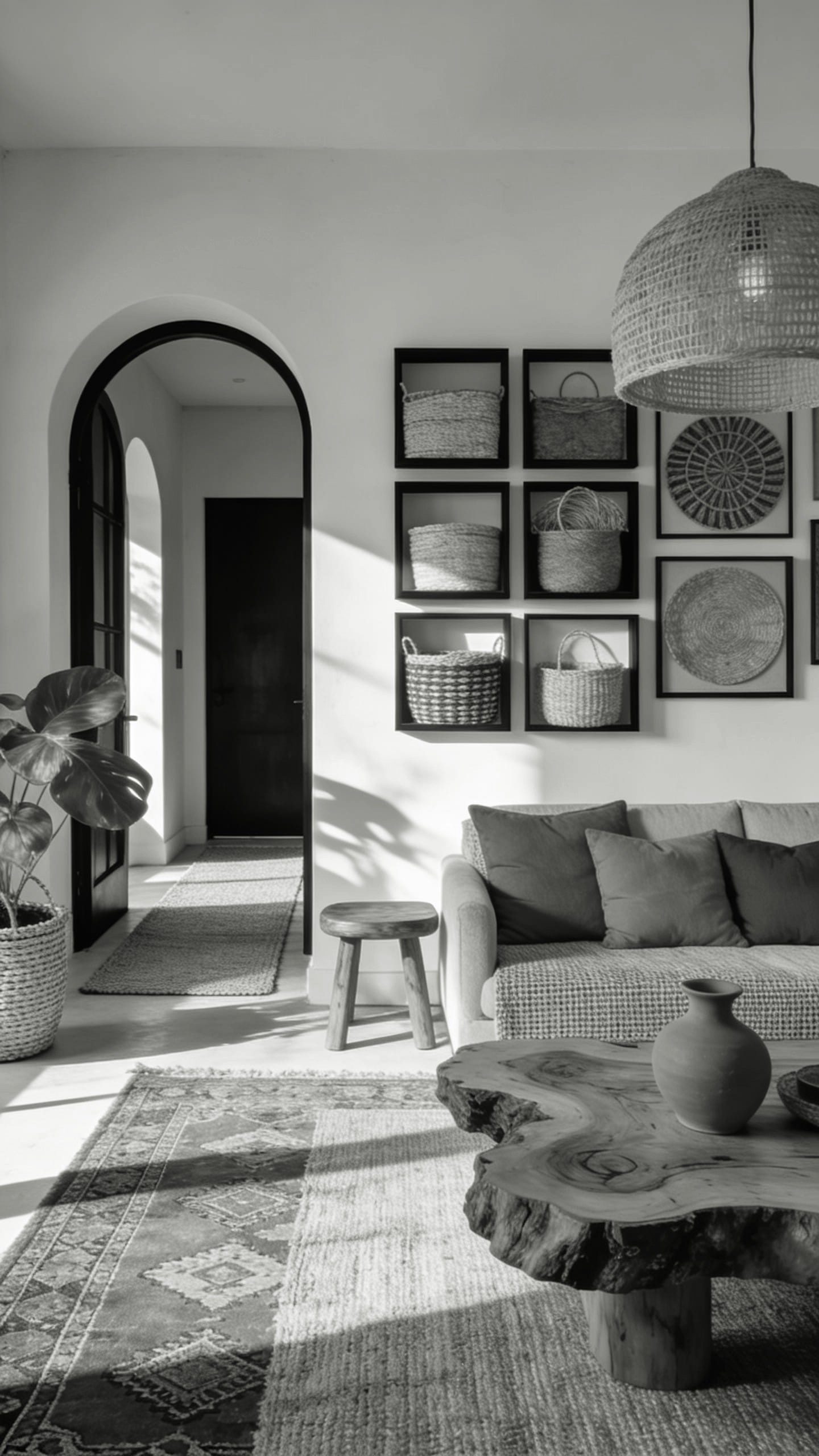 Woven Wall Baskets in Varied Shapes and Sizes