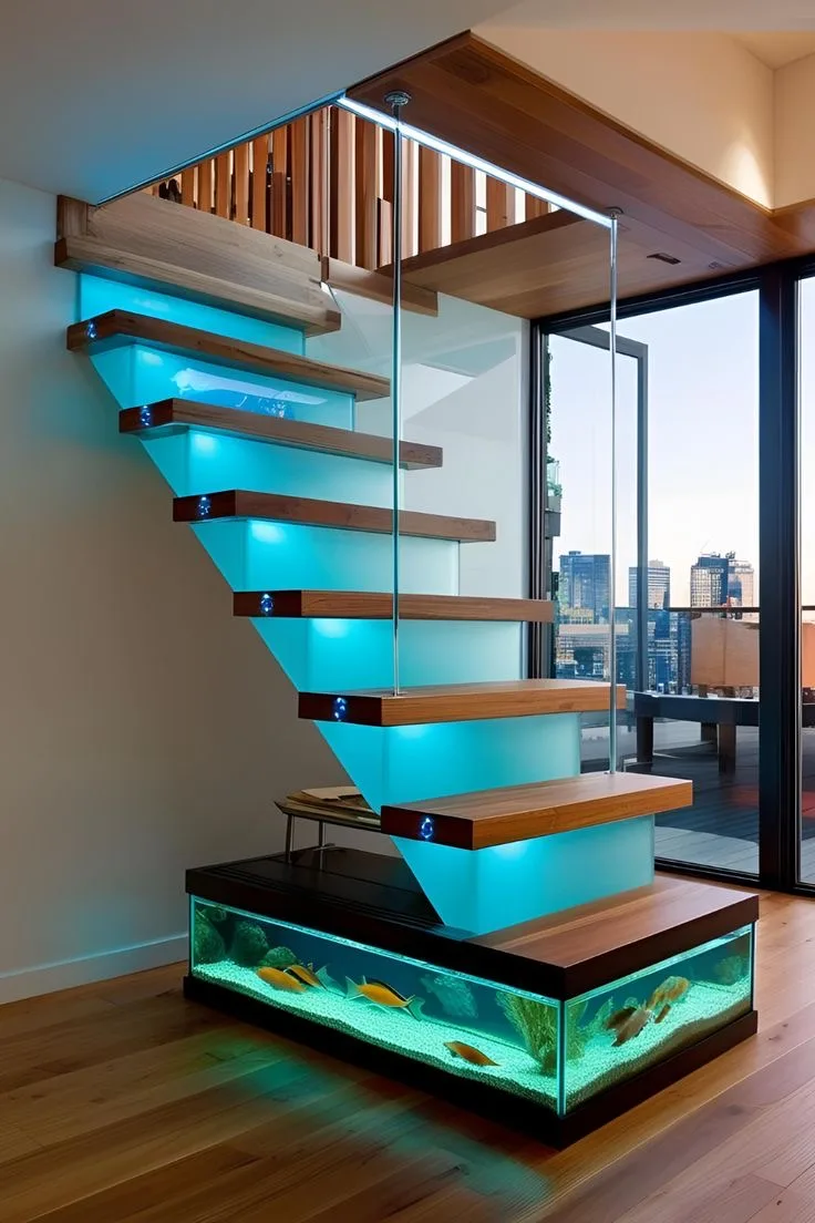 20 Stunning Aquarium Staircase Designs to Transform Your Home Hero