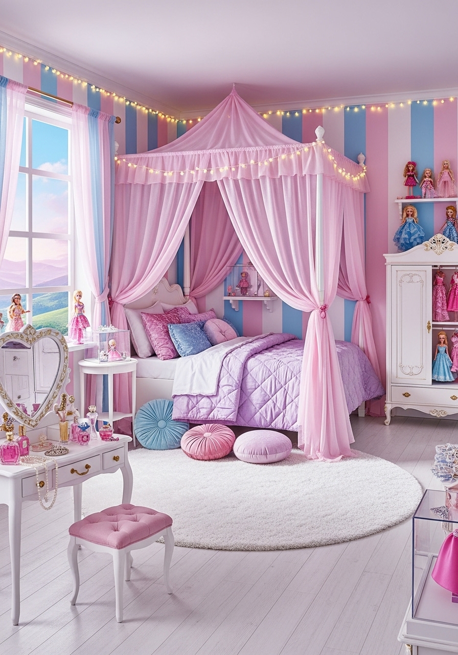 A Pink Shag or Fluffy Area Rug