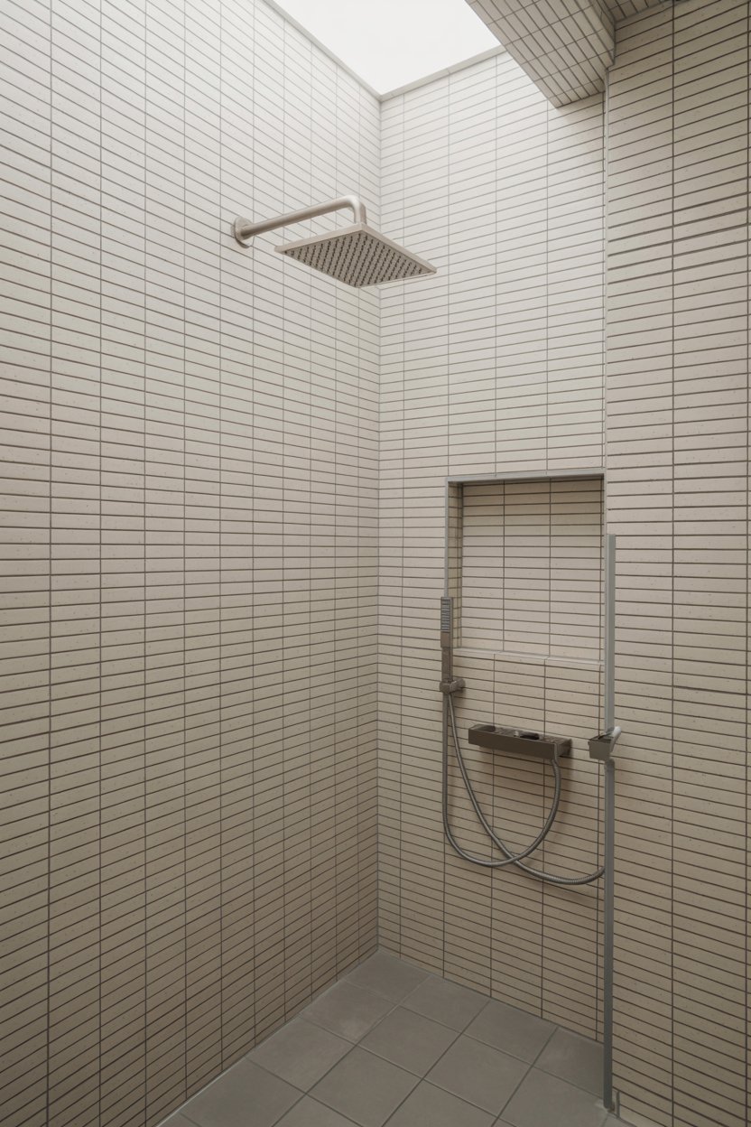 11. Narrow Stacked Vertical Tile for Modern Ceiling Height