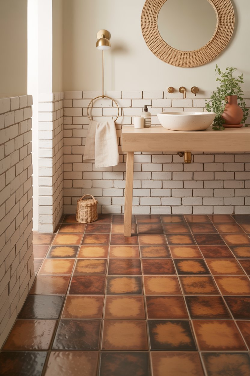 13. Warm Earth-Tone Terracotta Tile for Mediterranean Warmth