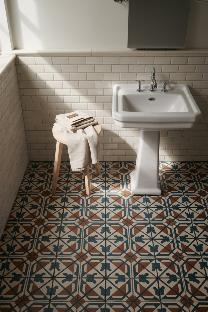 3. Encaustic Cement Tile for Bold Pattern and Character