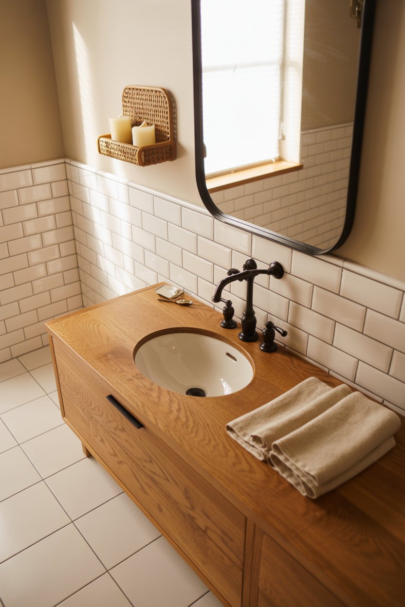 12. Glossy Subway Tile in Unexpected Layouts for Classic Charm