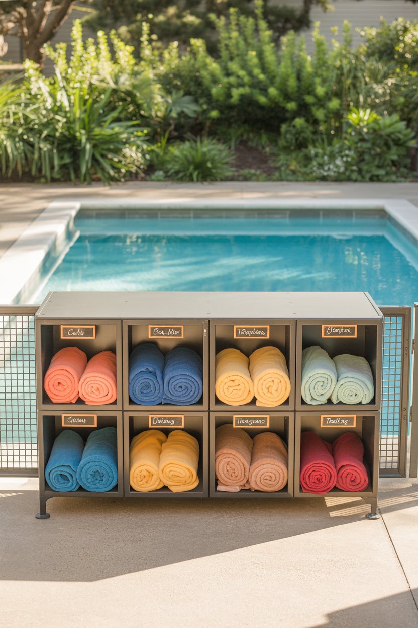 10. A Multi-Compartment Towel Cubby Unit for Custom Sorting
