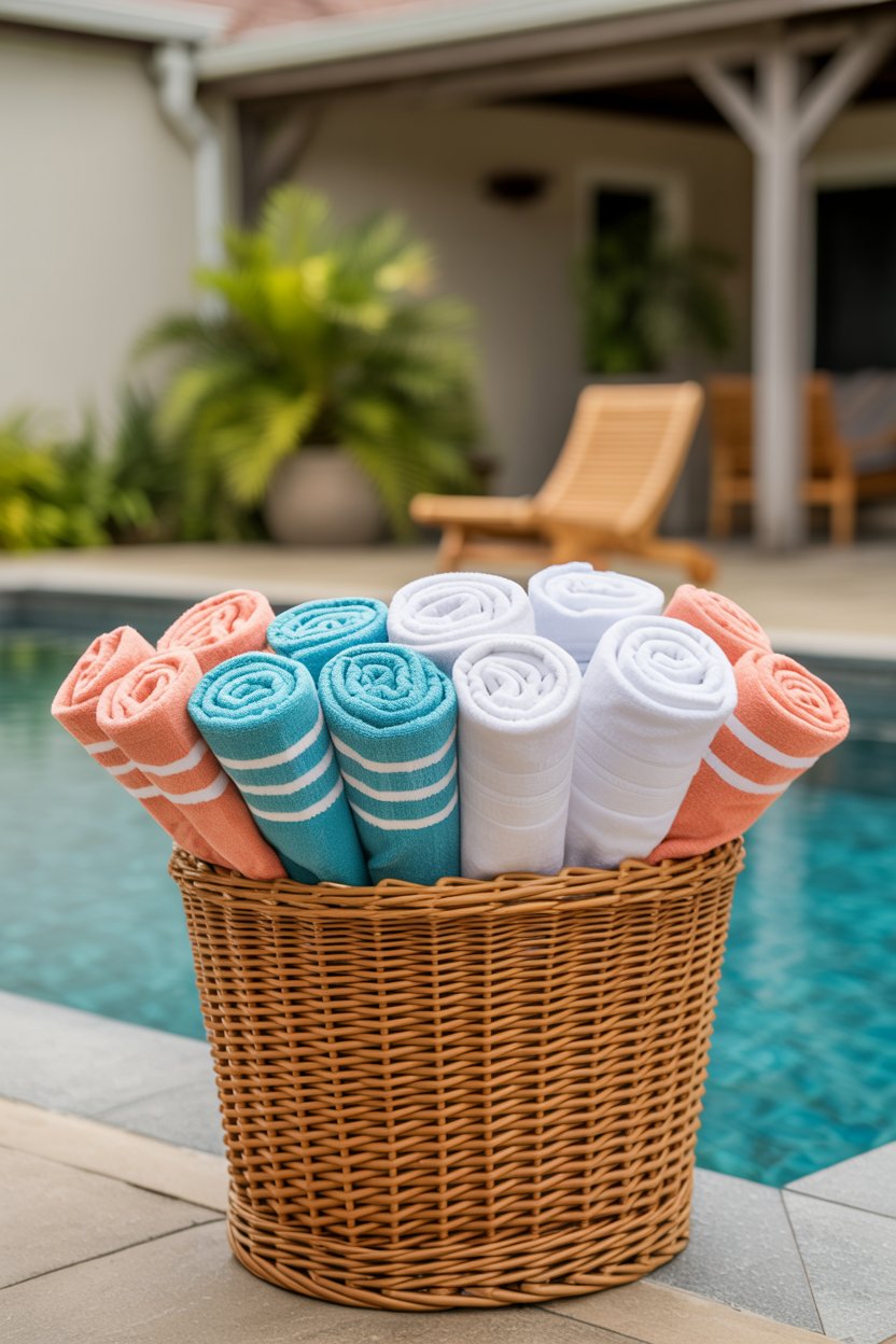 5. A Large Woven Storage Basket for Rolled Beach Towels