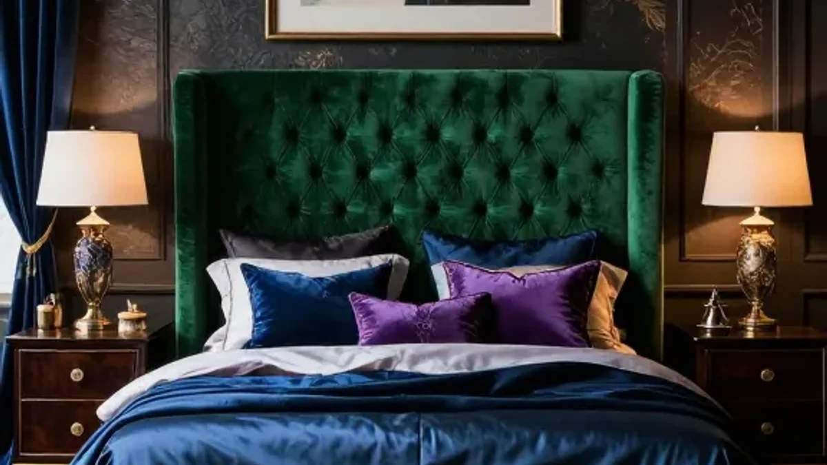 A rich jewel-tone tufted velvet frame for cozy luxury