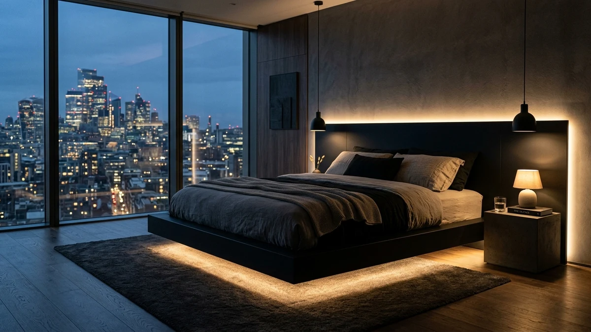 A black frame with integrated LED lighting for a modern statement