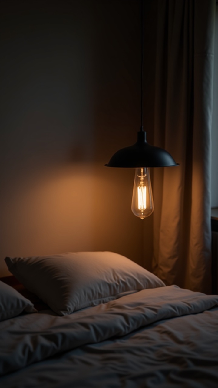 Black Bedding Layered with Warm Neutral Textiles