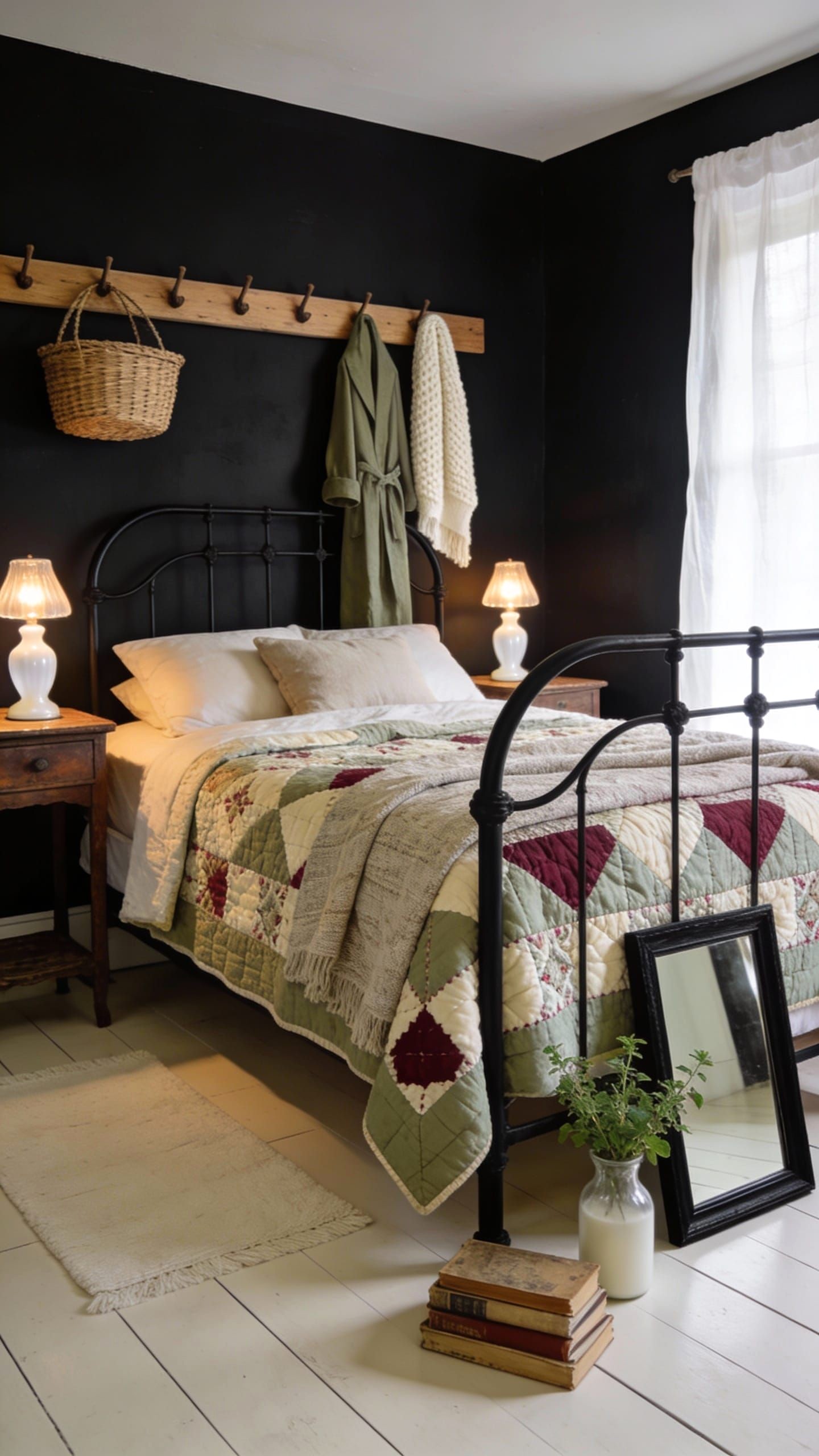 Black Walls with Brass Fixtures