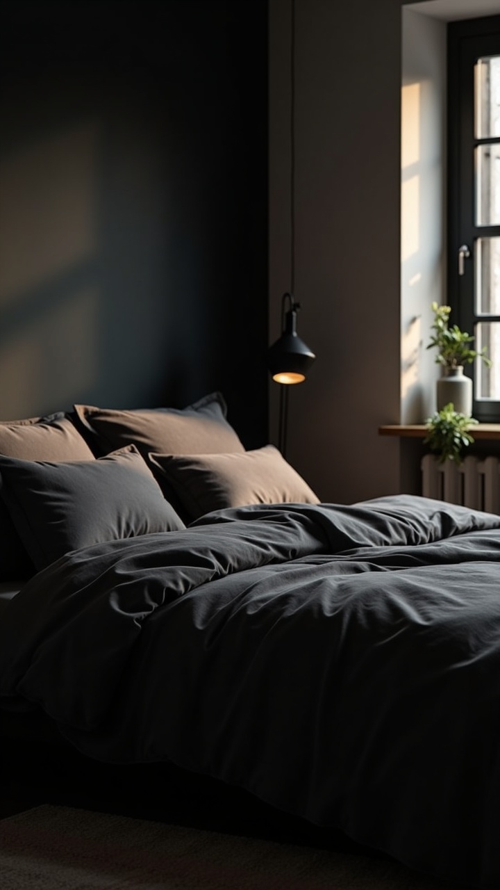 Black Paired with Warm, Textured Plaster Walls