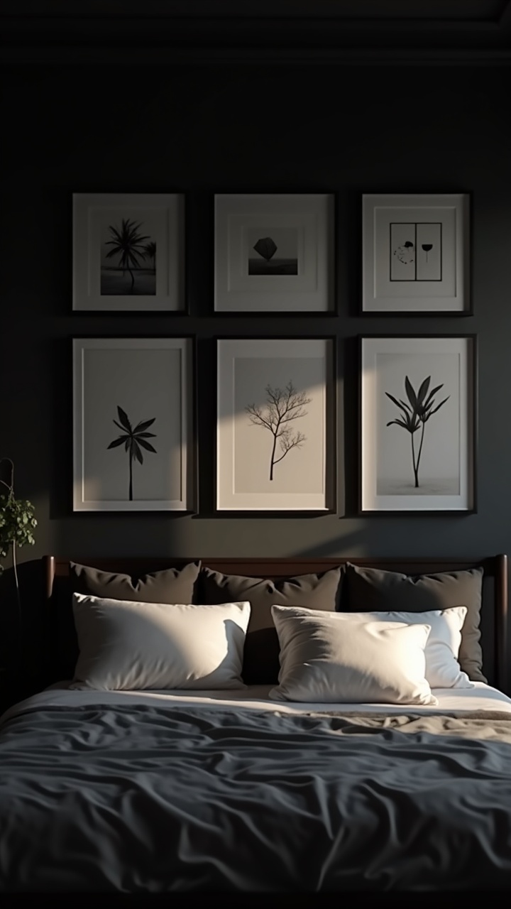 Black and Warm Wood Built-in Shelving