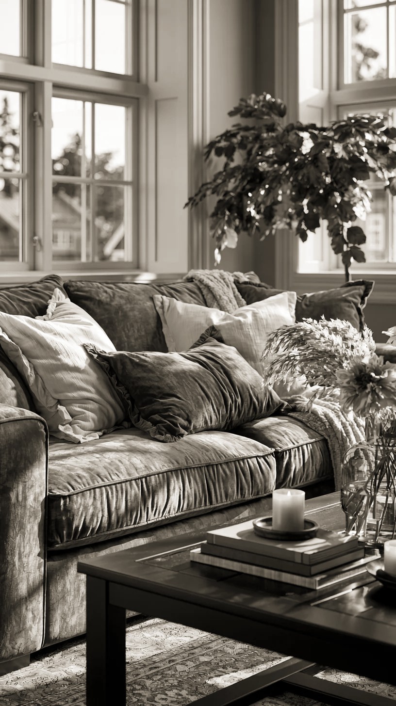 Navy Couch with a Warm Jute or Sisal Rug