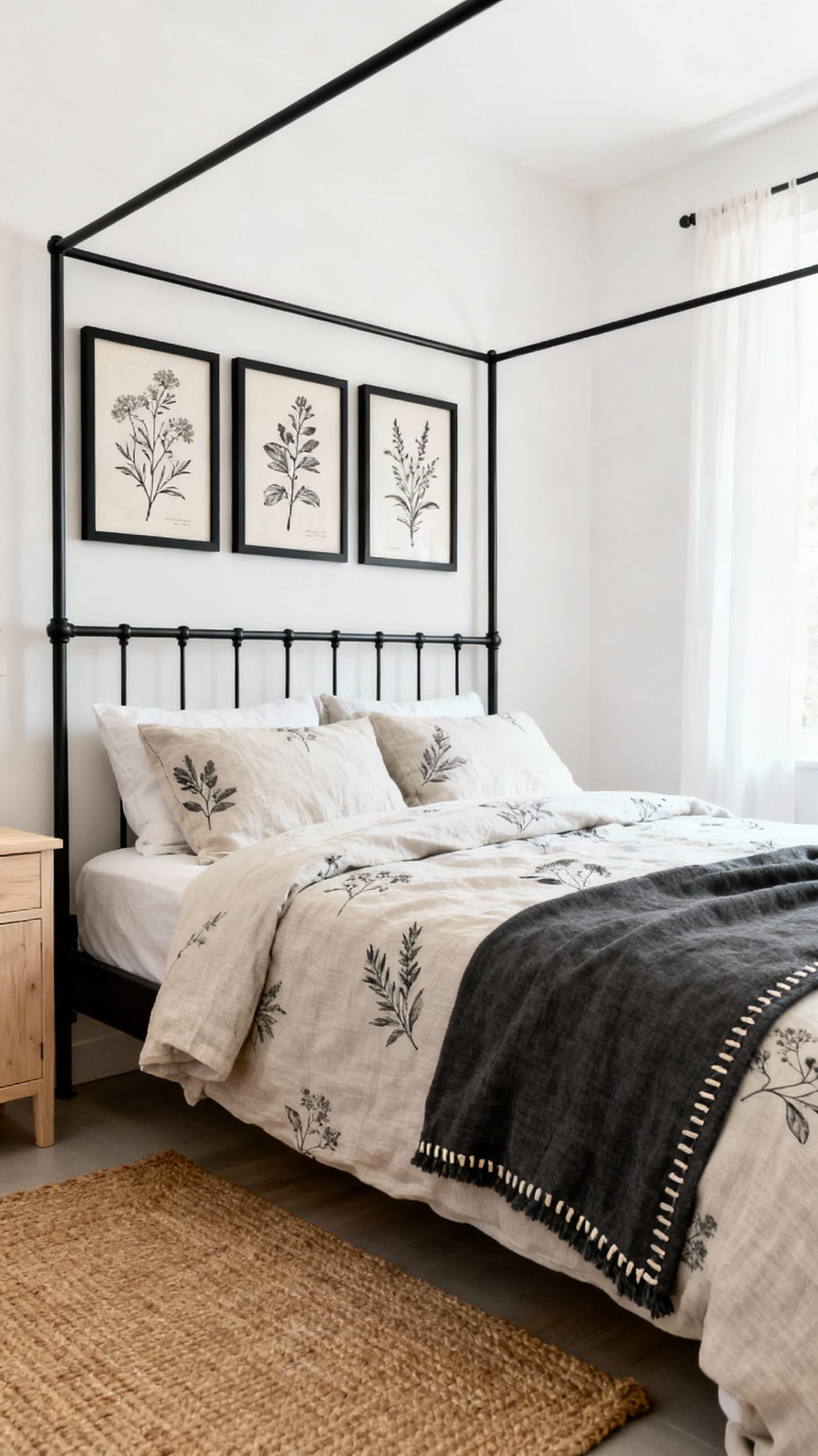 Botanical Toile Fabric on Curtains or Bedding