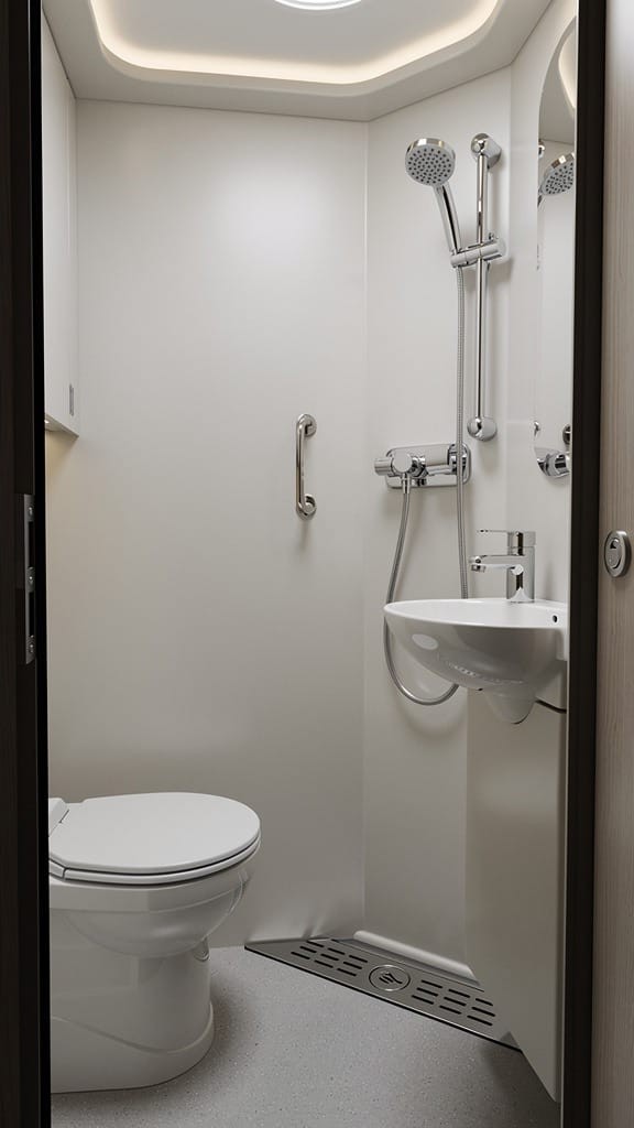 Corner Shower in Camper Bathroom