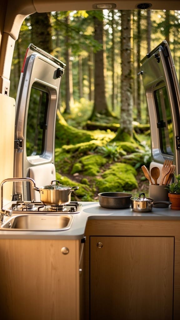 Rear Kitchen Layout in Camper