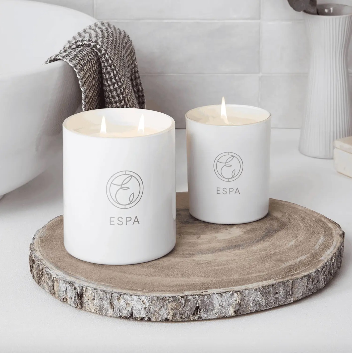 Spiced Chai Candle with Cinnamon Sticks and Amber Jar on Wooden Tray