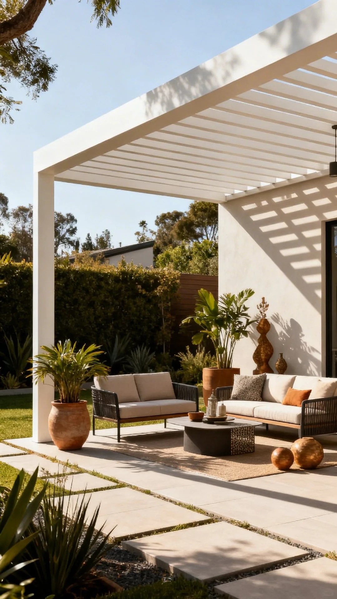 A Solid-Roof Patio Cover for Full Sun and Rain Protection