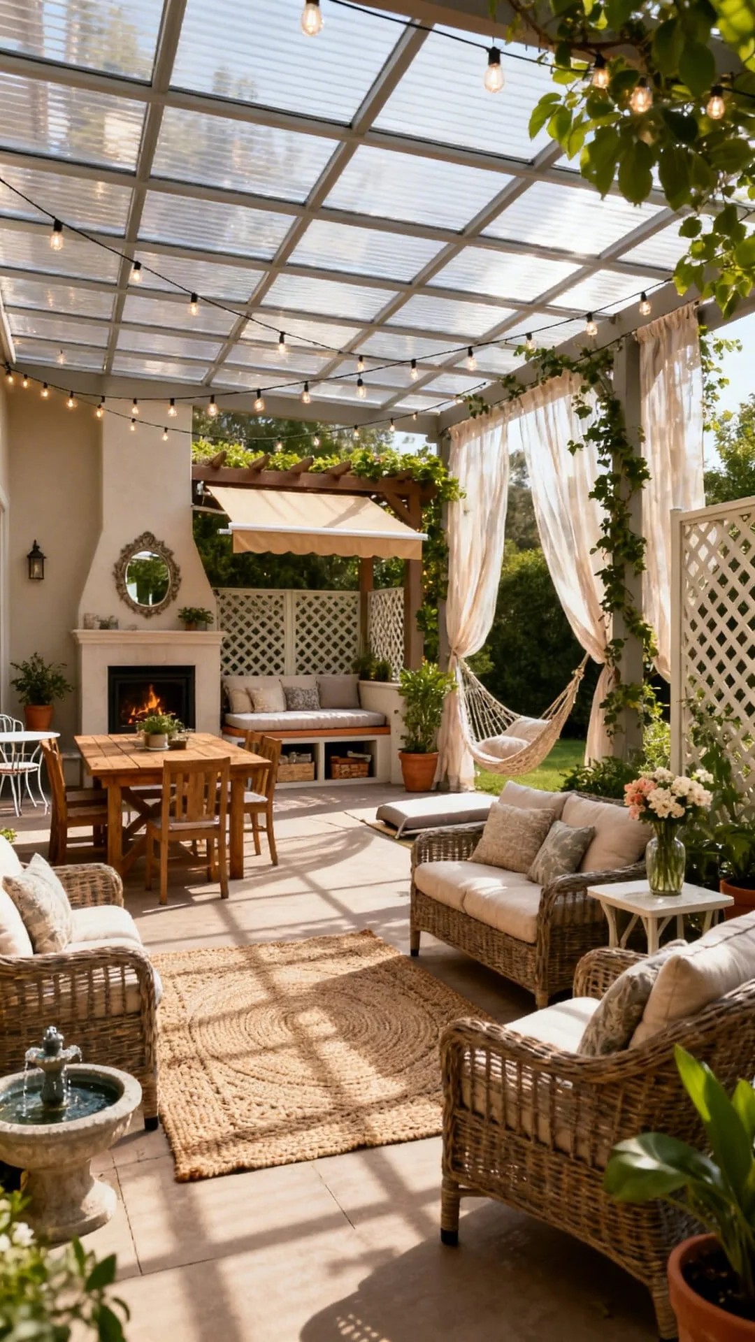 A Patio Cover with Integrated String Lighting