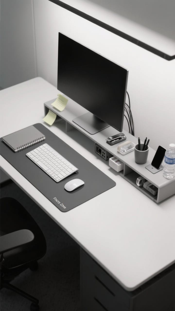 Two-Tier Wooden Inbox and Outbox Paper Trays Beside Dual Computer Monitors