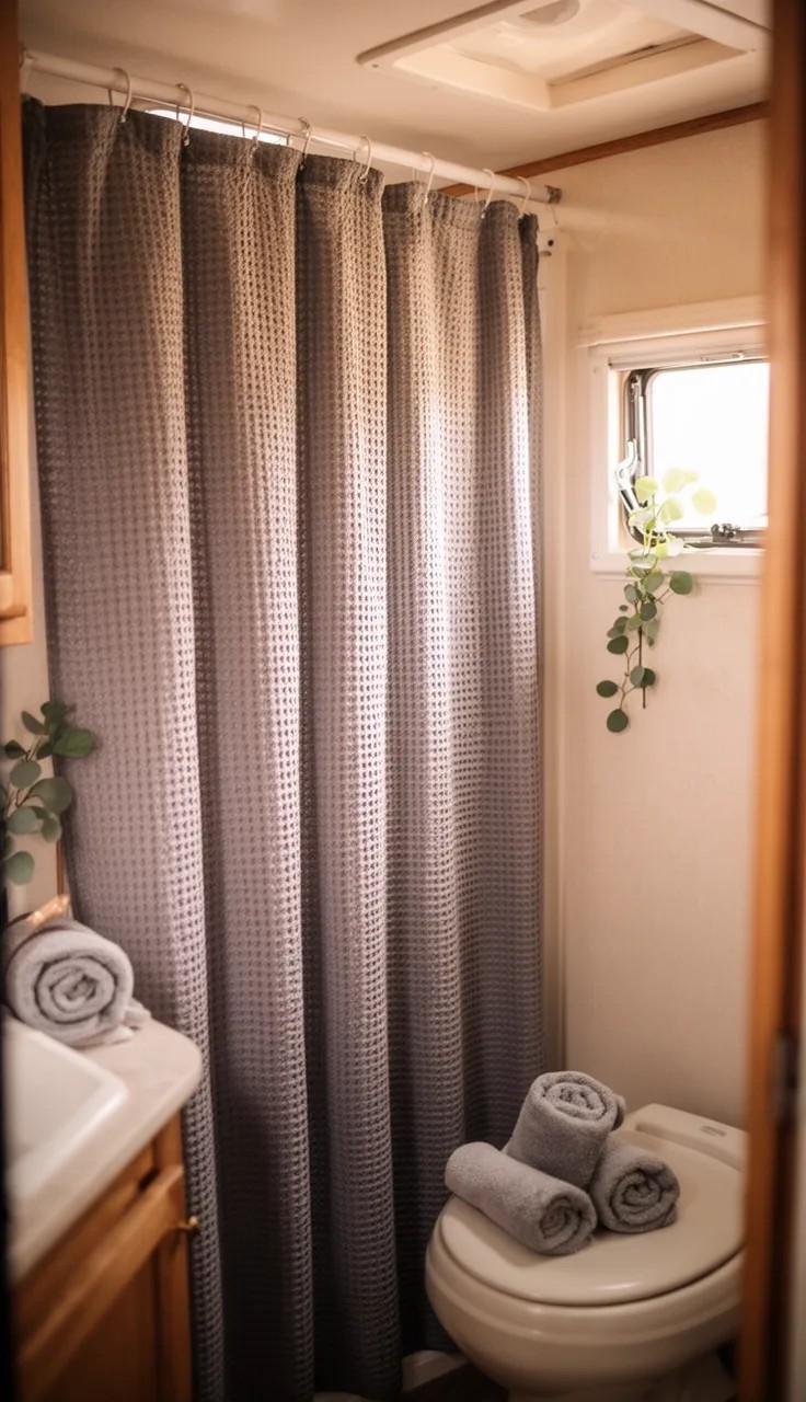 Botanical Print Shower Curtain in Camper