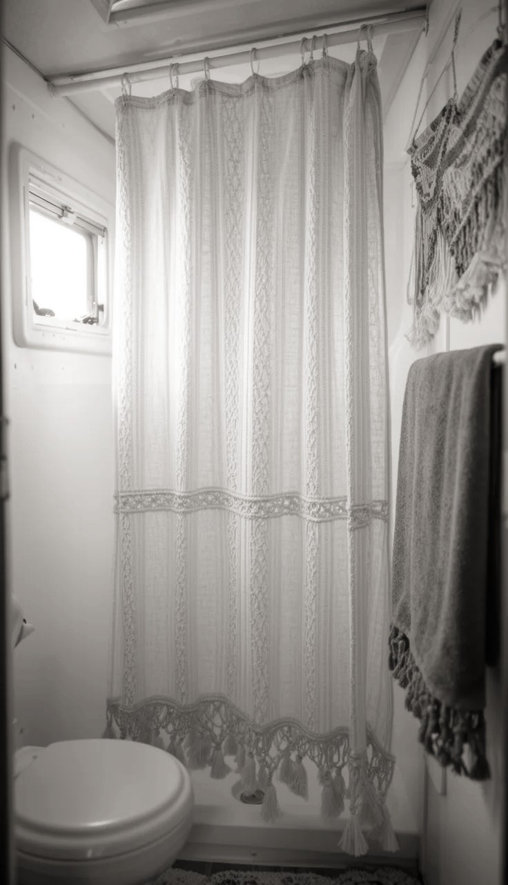 Patterned Shower Curtain Hiding Water Spots