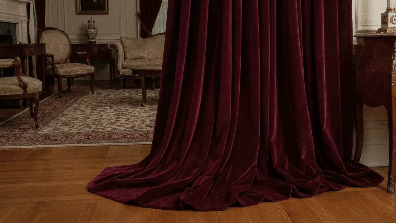 Layered Sheer and Heavy Velvet Drapery Setup on Double Rod