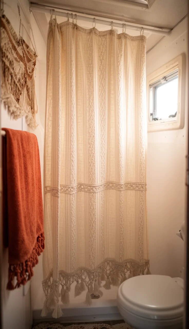 Dark Charcoal Shower Curtain in Camper