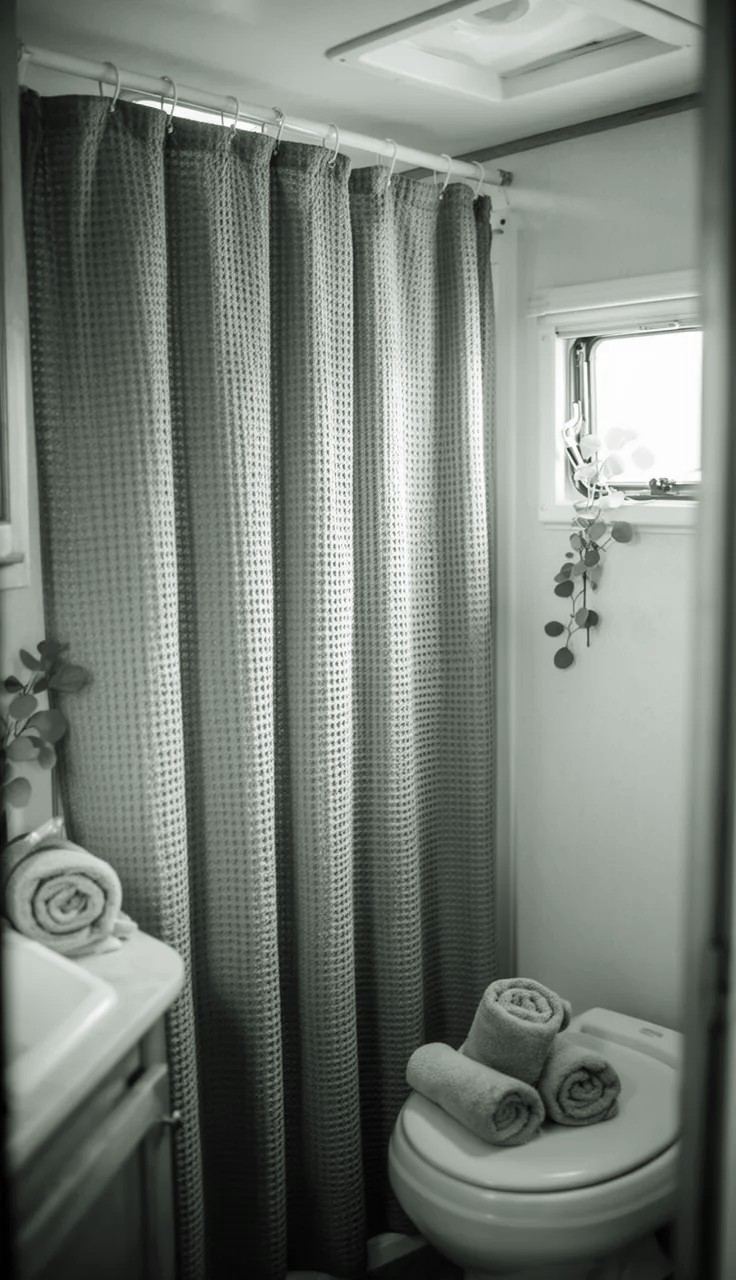 Tropical Print Shower Curtain in Camper
