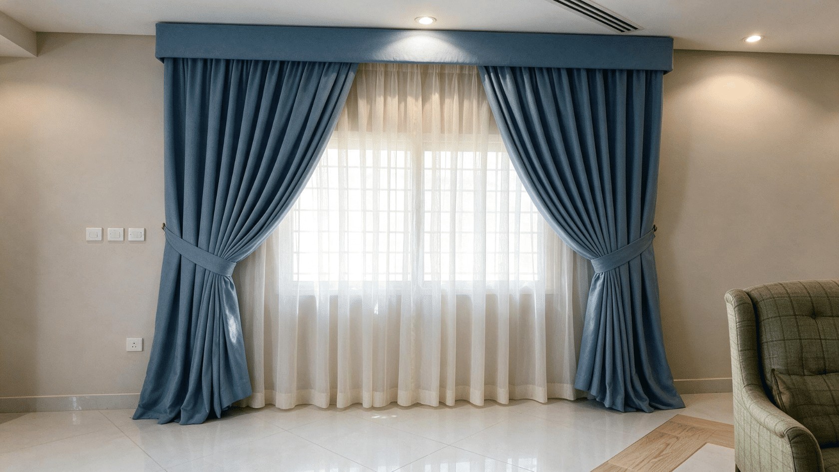 Plush Emerald Velvet Drapes in Formal Living Room