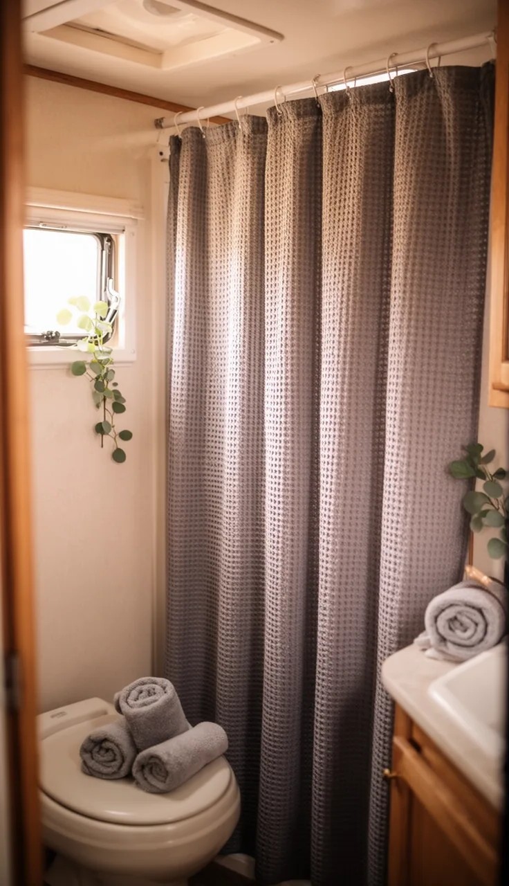 Vintage Floral Shower Curtain in Camper