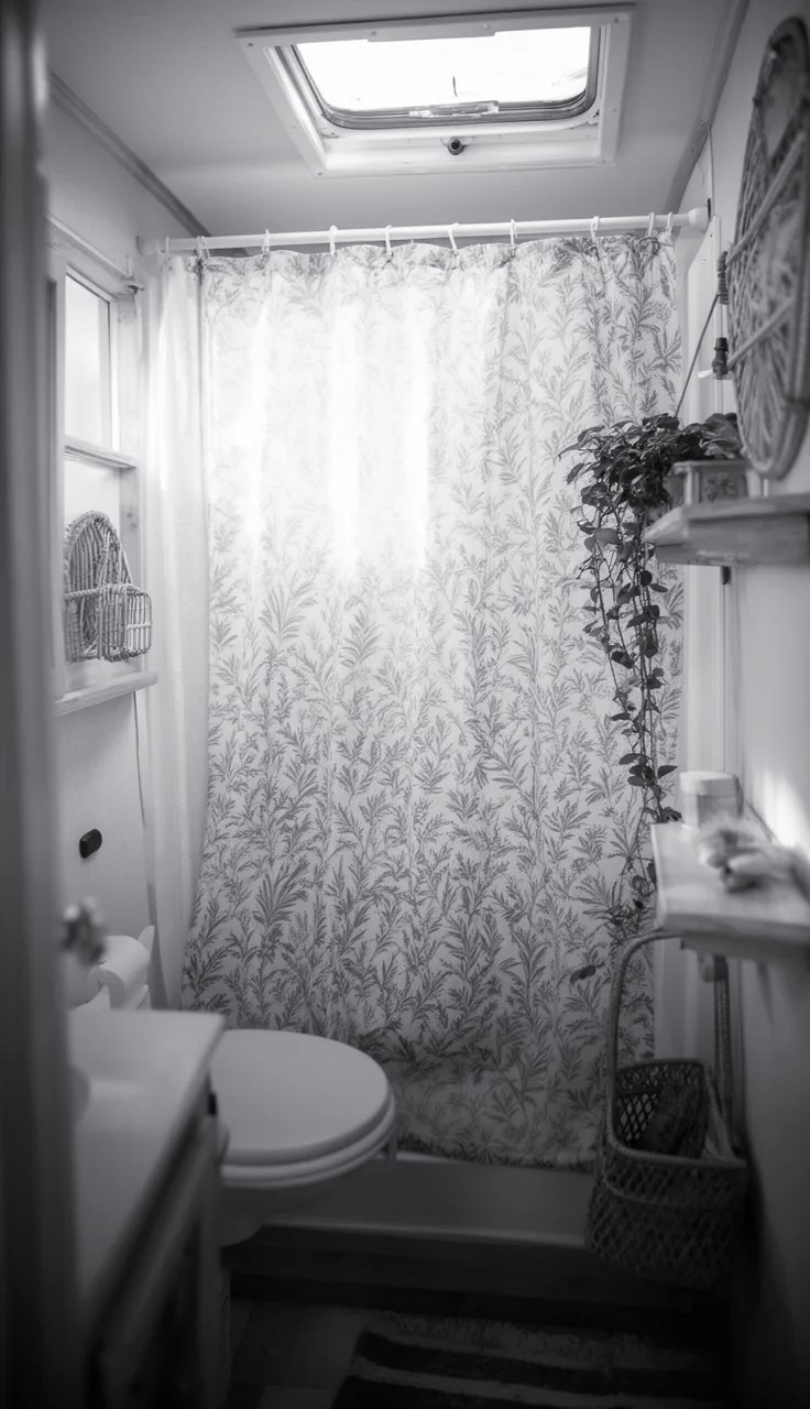 Waffle-Weave Shower Curtain in Camper