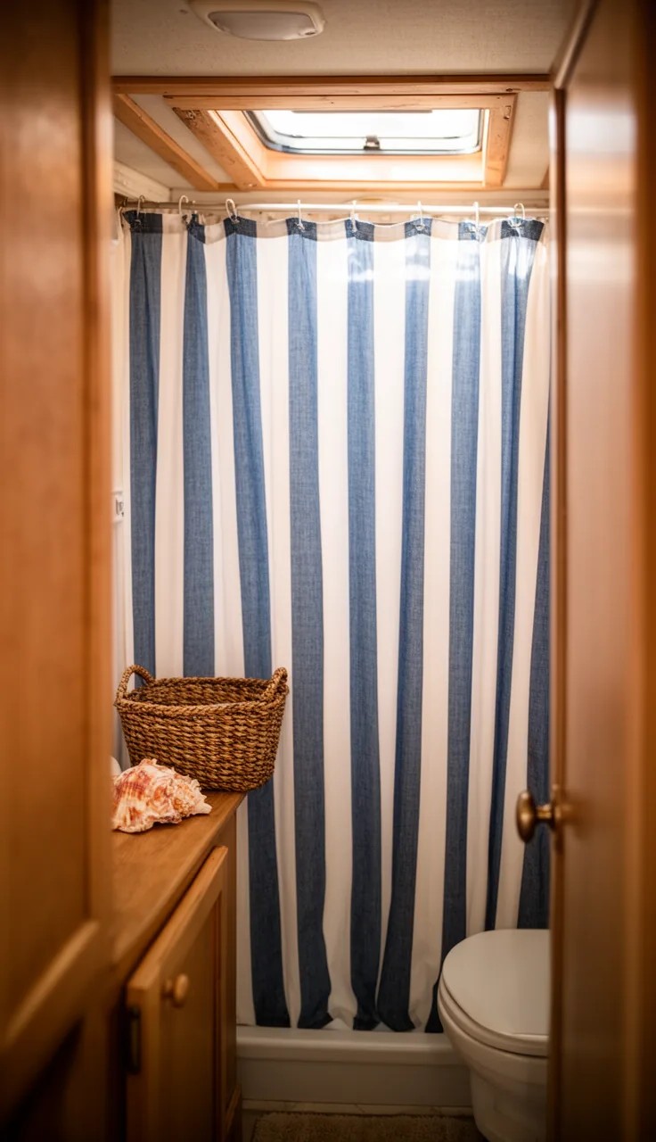 Waterproof Shower Curtain in Wet Bath