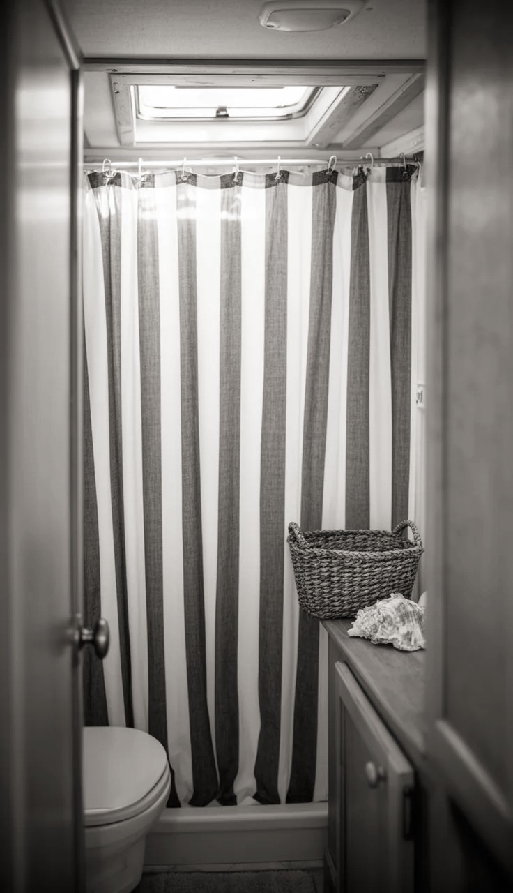 Weighted Hem Shower Curtain in Camper