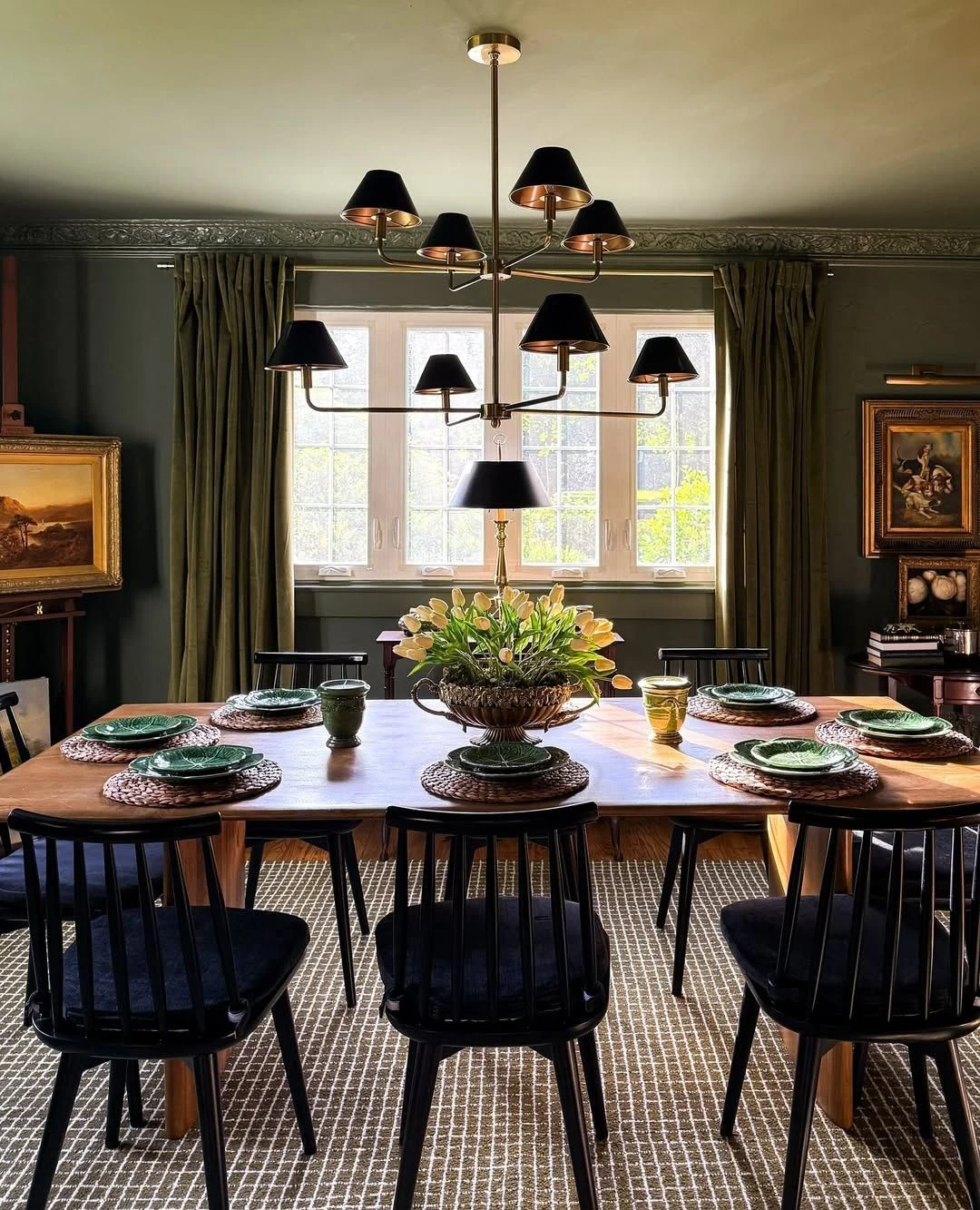 Luxury Crystal Chandelier Sparkling Above a Formal Dining Room Table