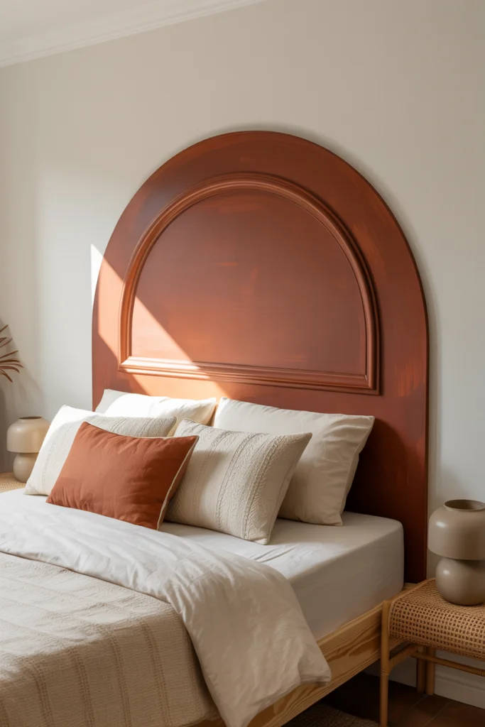 10. A Geometric Wood-Panel Headboard Design