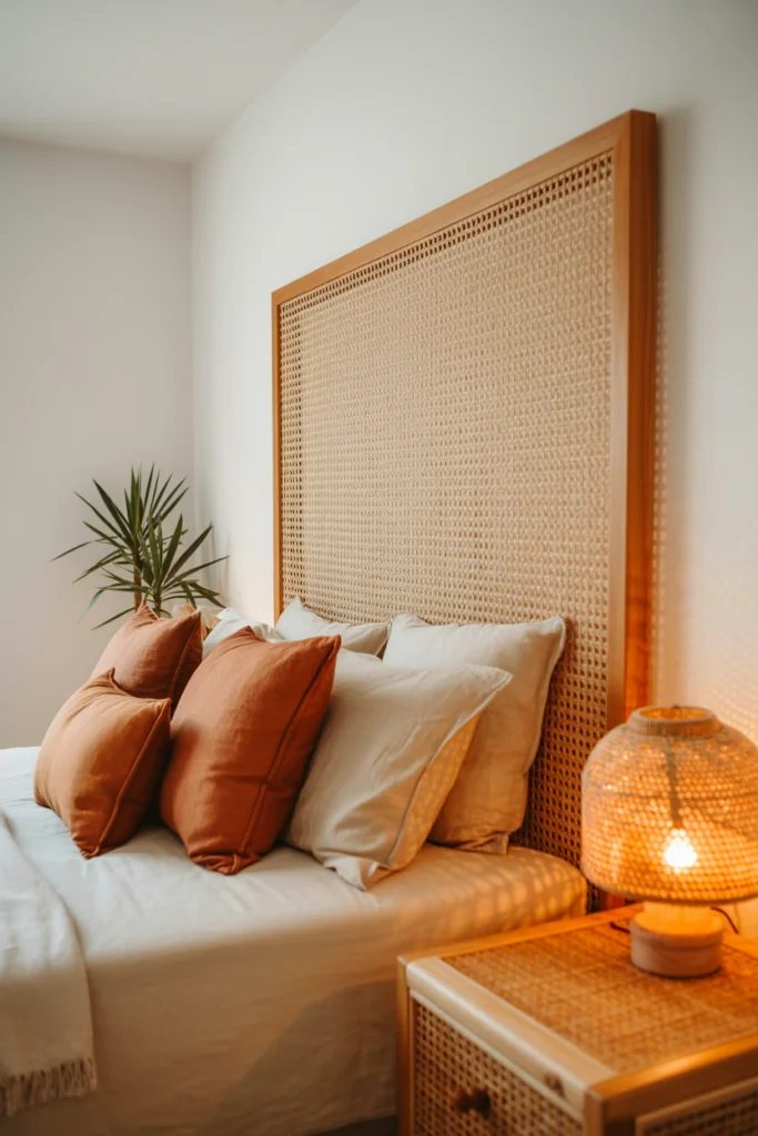 5. A Woven Rattan or Cane Headboard Panel