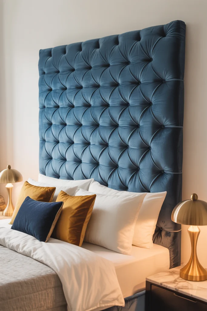 7. A Tufted Headboard Using a Button-Tufting DIY Technique