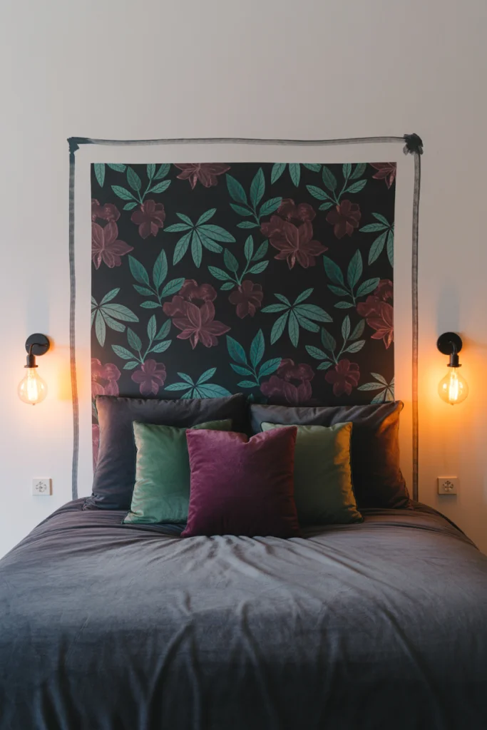 8. A Wallpaper 'Faux Headboard' Shape Applied Directly to the Wall