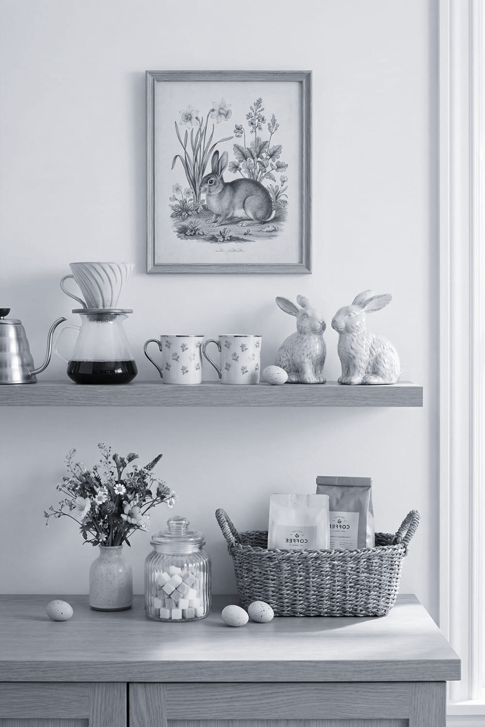 Whimsical Easter Bunny Coffee Station