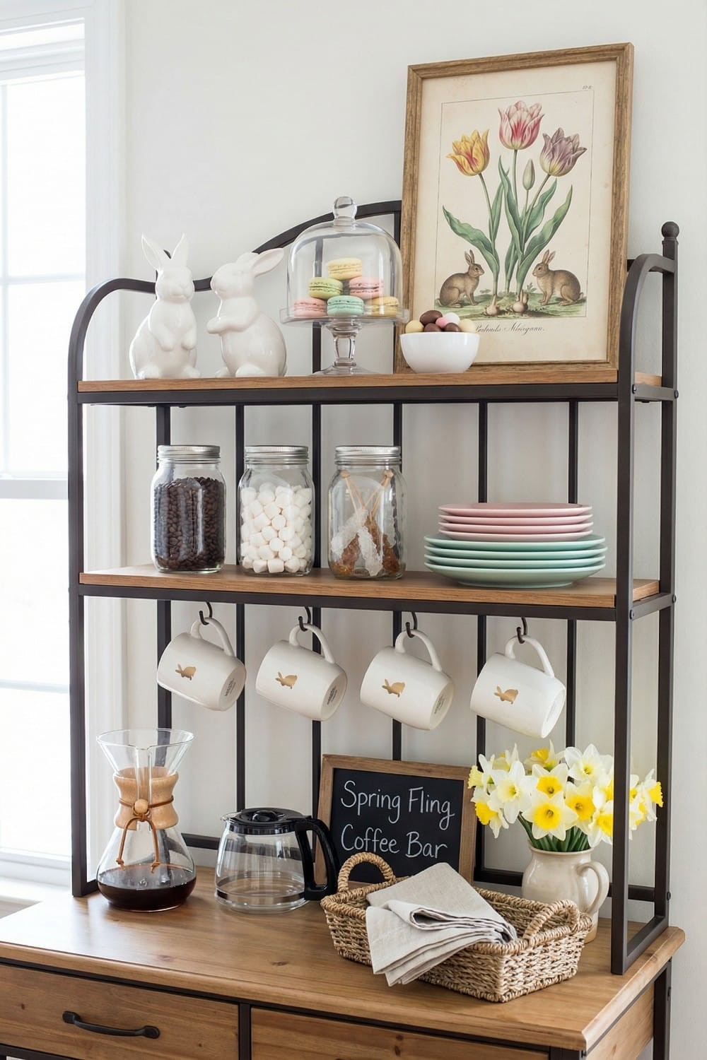 Pink and White Easter Coffee Station