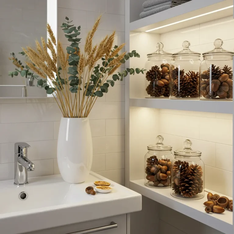 Plush textured tufted bath rug in warm camel and oatmeal tones laid across bathroom tiles beside a freestanding bathtub