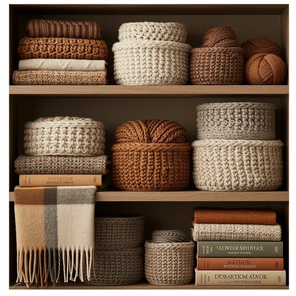 Bundle of golden dried wheat stalks tied with natural twine resting gracefully across art books on a fall-decorated living room shelf