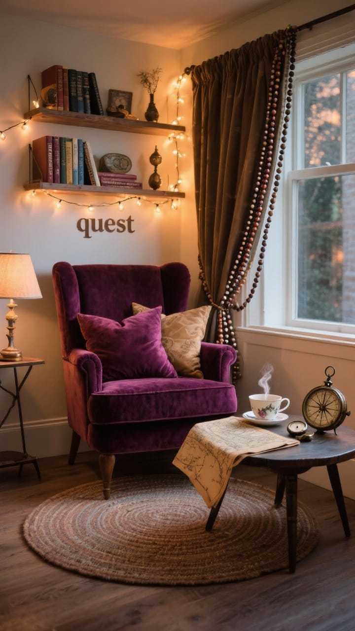 Layered Patchwork Quilt and Ruffled Linen Pillows on a Cozy Daybed