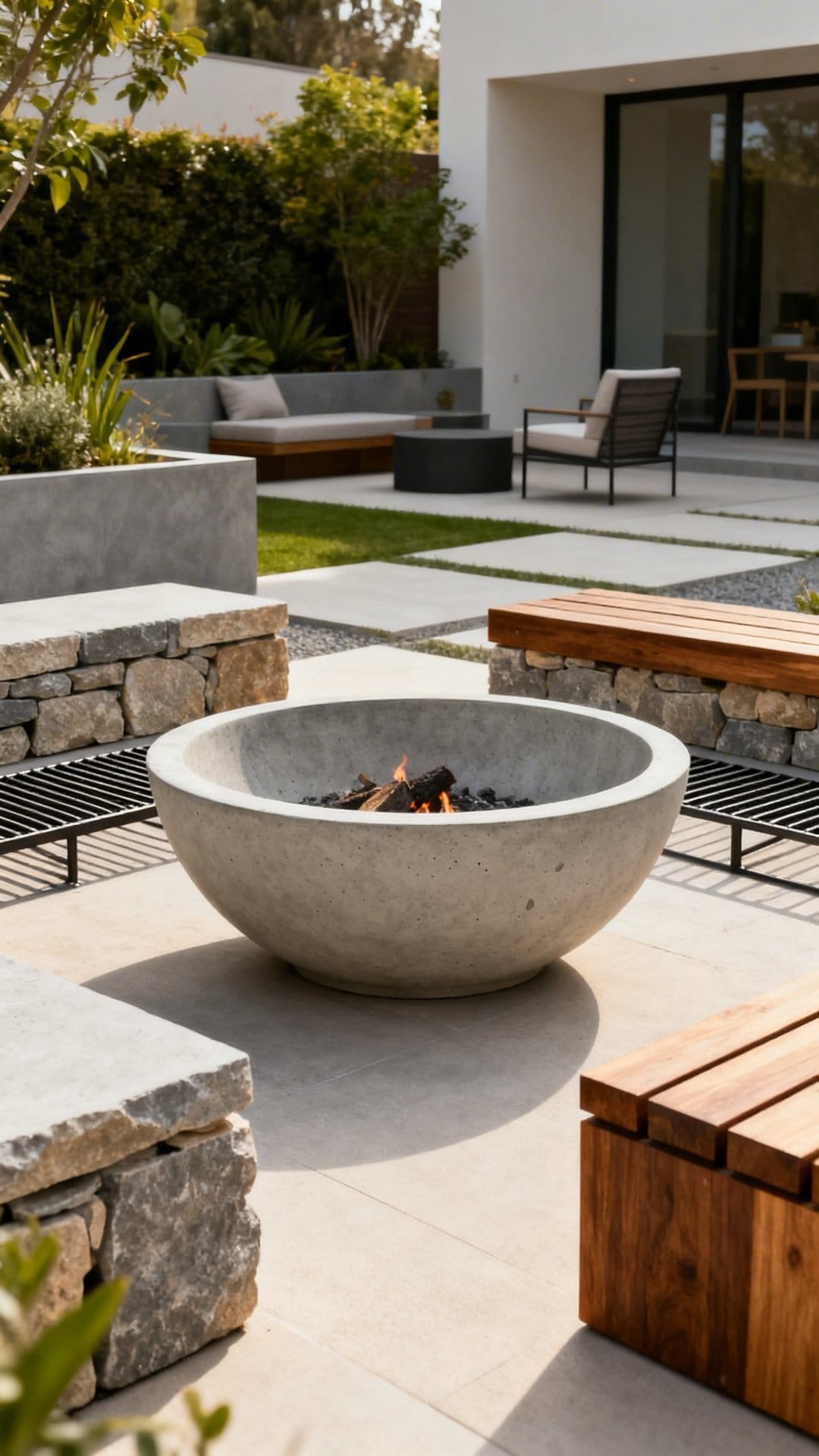 A Sleek Modern Concrete Fire Pit Table
