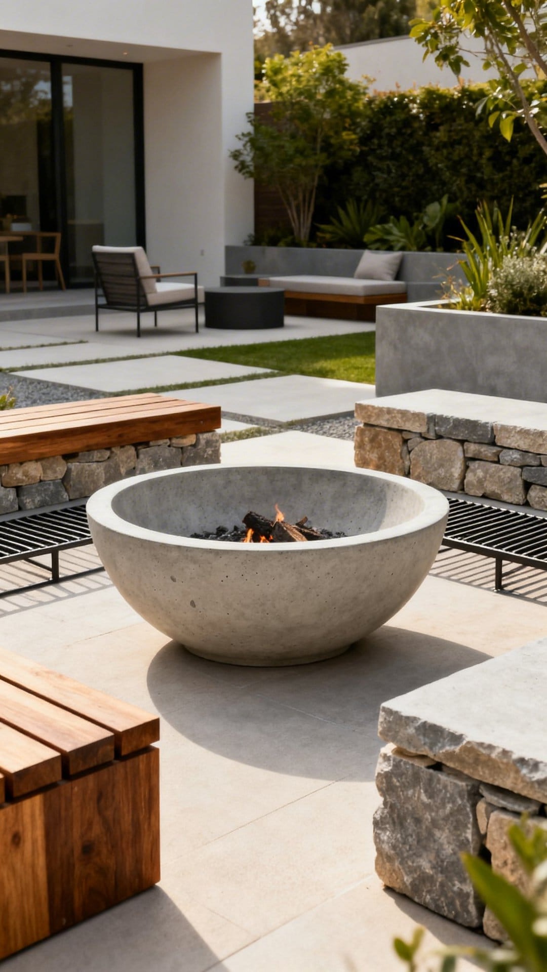 A Fire Pit Table Doubling as Outdoor Dining