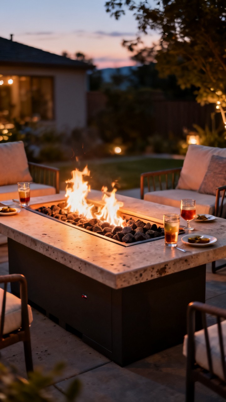 A Fire Pit Paired with a Pergola Overhead