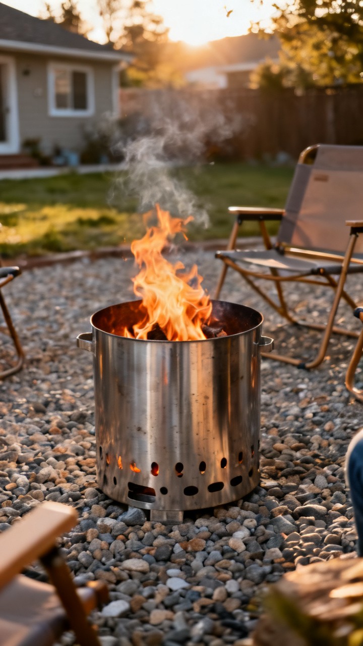 A Fire Pit with Built-in Stone Bench Seating